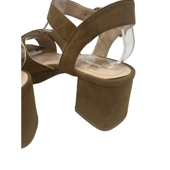 Zara brown suede platform block heel sandals size 36 - Picture 6 of 13
